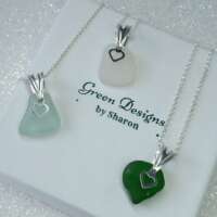 Sterling Silver Sea Glass Heart Charm Necklace thumbnail