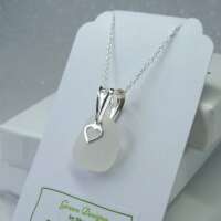 Sterling Silver Sea Glass Heart Charm Necklace thumbnail