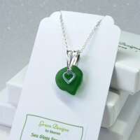 Sterling Silver Sea Glass Heart Charm Necklace thumbnail