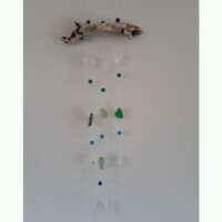Five Strand Sea Glass and Driftwood Mobile thumbnail