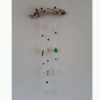 Three Strand Sea Glass and Driftwood Mobile thumbnail
