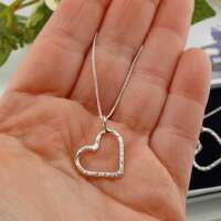 Silver Hammered Heart Necklace thumbnail
