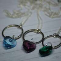 Swarovski Crystal Heart and Sterling Silver Hoop Necklace thumbnail