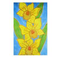 Daffodils Hand Painted Silk Card thumbnail