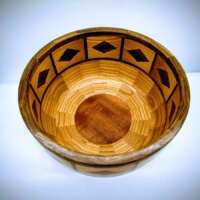 Elm and Black Walnut Bowl with Diamond Pattern thumbnail