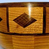 Elm and Black Walnut Bowl with Diamond Pattern thumbnail