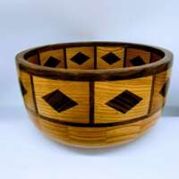 Elm and Black Walnut Bowl with Diamond Pattern thumbnail