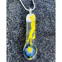 Yellow Glass Drop Pendant with Millefiori thumbnail