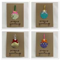 Pack of 4 Gold and Blue Bauble Christmas Cards thumbnail