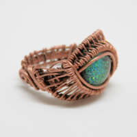 Antiqued Copper and Dichroic Glass Ring thumbnail