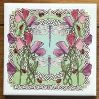 Sweetpea and Dragonfly Trivet and Coaster Set thumbnail