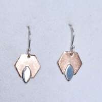 Hexagon Copper and Silver Earrings thumbnail