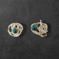 Organic Turquoise Silver Earrings thumbnail