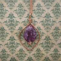 Rose Gold Plated Lepidolite Leaf Pendant thumbnail
