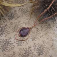 Rose Gold Plated Lepidolite Leaf Pendant thumbnail