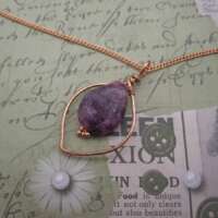 Rose Gold Plated Lepidolite Leaf Pendant thumbnail