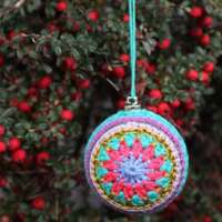 Multi-Coloured Crochet Christmas Bauble Lilac Star thumbnail