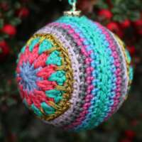 Multi-Coloured Crochet Christmas Bauble Lilac Star thumbnail