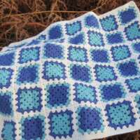 Blue Granny Square Baby Blanket thumbnail