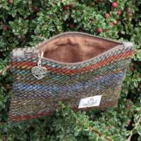Brown Stripe Harris Tweed Coin Purse With Tree of Life Charm thumbnail