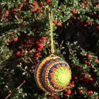 Multi-Coloured Crochet Christmas Bauble Yellow Middle thumbnail