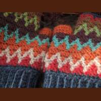 Multicoloured Fingerless Woollen Mittens thumbnail