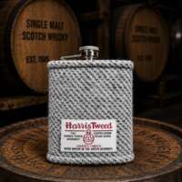 8oz Hip Flask with Grey and Cream Harris Tweed Sleeve thumbnail