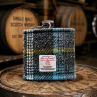 6oz Hip Flask with Grey Skies Harris Tweed Sleeve thumbnail