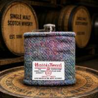 6oz Hip Flask with Heather Check Harris Tweed Sleeve thumbnail