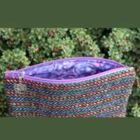 Purple Stripe Harris Tweed Coin Purse With Tree of Life Charm thumbnail