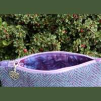 Purple Herringbone Harris Tweed Coin Purse with Tree of Life Charm thumbnail