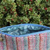 Blue Stripe Harris Tweed Coin Purse With Heart Charm thumbnail