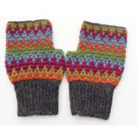 Multicoloured Mittens with Dark Grey Cuff thumbnail