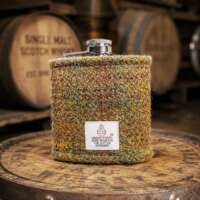 6oz Hip Flask with Olive Green Harris Tweed Sleeve thumbnail