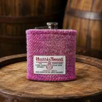 6oz Hip Flask with Pink Harris Tweed Sleeve thumbnail