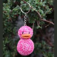 Pink and White Duck Key Ring thumbnail