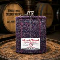 8oz Hip Flask with Heather Purple Harris Tweed Sleeve thumbnail