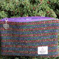 Purple Stripe Harris Tweed Coin Purse With Tree of Life Charm thumbnail
