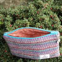 Blue Stripe Harris Tweed Coin Purse With Daisy Charm thumbnail