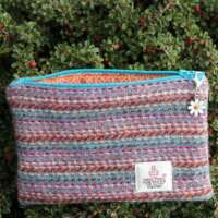 Blue Stripe Harris Tweed Coin Purse With Daisy Charm thumbnail