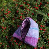 Purple Heather Harris Tweed Sankuku Pouch Purse thumbnail