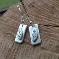 Silver Leaves and Rectangles Earrings thumbnail