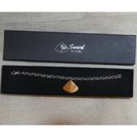 Sterling Silver Bracelet with a Yew Wood Charm. thumbnail