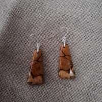 Spalted Beech Long Triangle Drop Earrings thumbnail