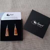 Spalted Beech Long Triangle Drop Earrings thumbnail