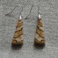 Light Spalted Beech Triangle Drop Earrings thumbnail
