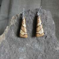 Light Spalted Beech Triangle Drop Earrings thumbnail