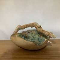 Sea Drift Stone Vessel with Driftwood Handle thumbnail