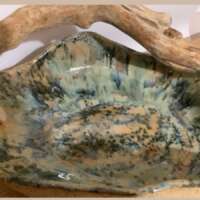Sea Drift Stone Vessel with Driftwood Handle thumbnail