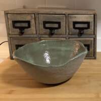 Grey Stone Bowl with Green Glaze thumbnail
